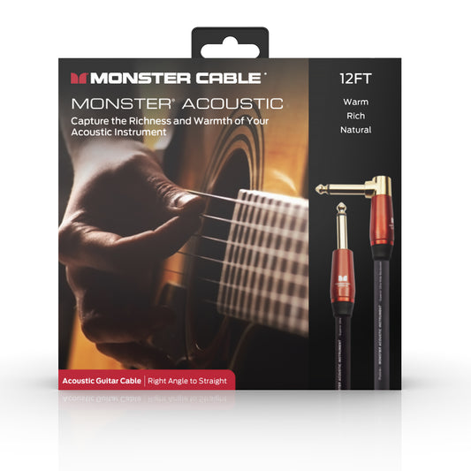 [MA-RS12] Monster Prolink Acoustic 12 ft. - angled to straight 1/4" plugs