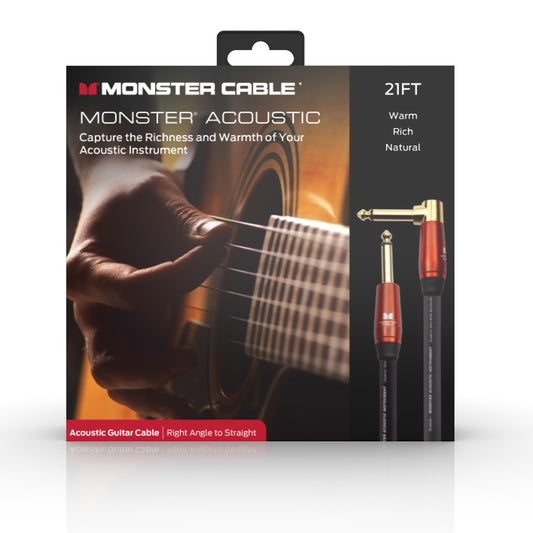 [MA-RS21] Monster Prolink Acoustic 21 ft. - angled to straight 1/4" plugs