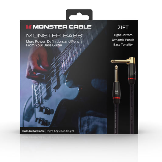[MB-RS21] Monster Prolink Bass 21 ft. - angled to straight 1/4" plugs
